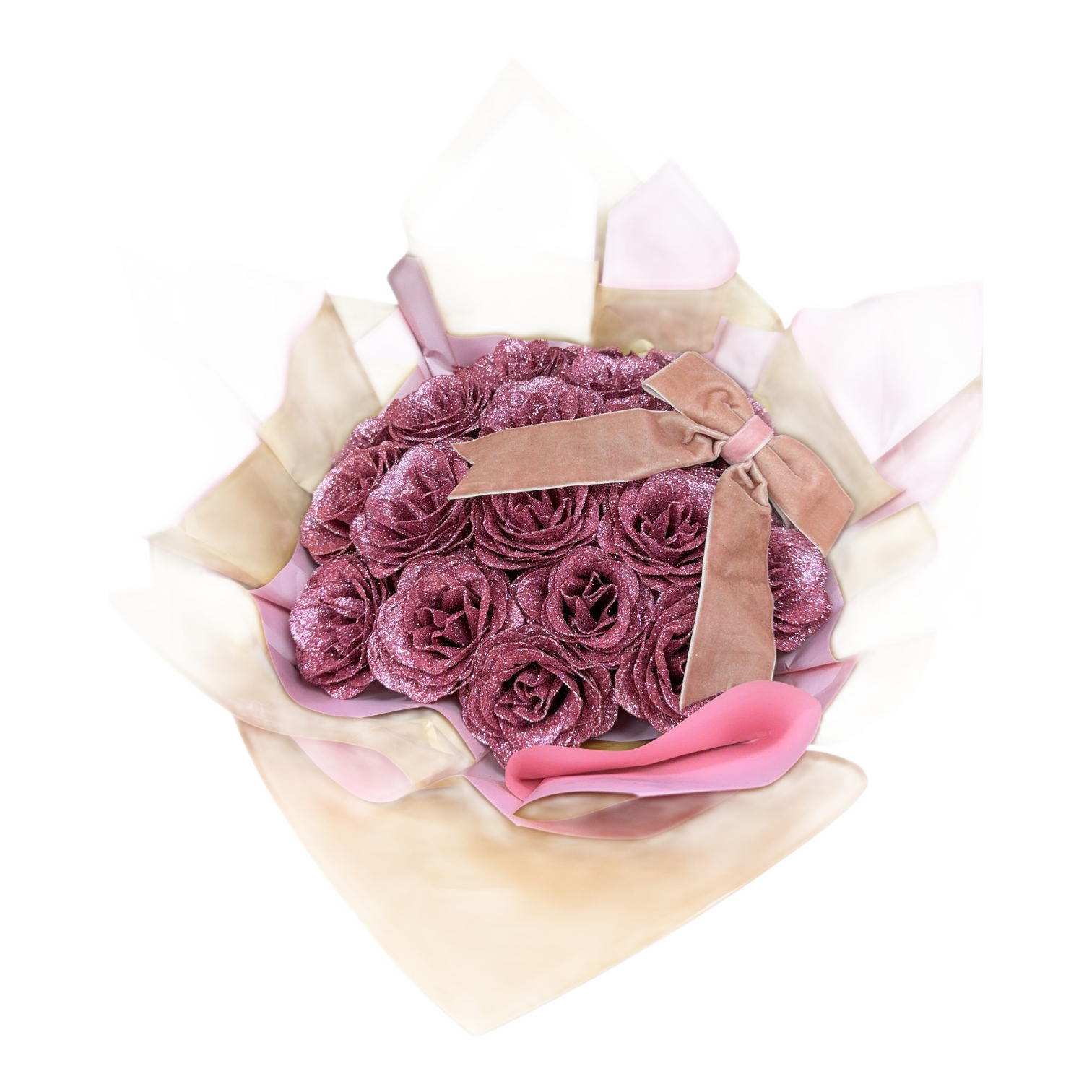 Eternal Glitter Rose Bouquet - Baby Pink