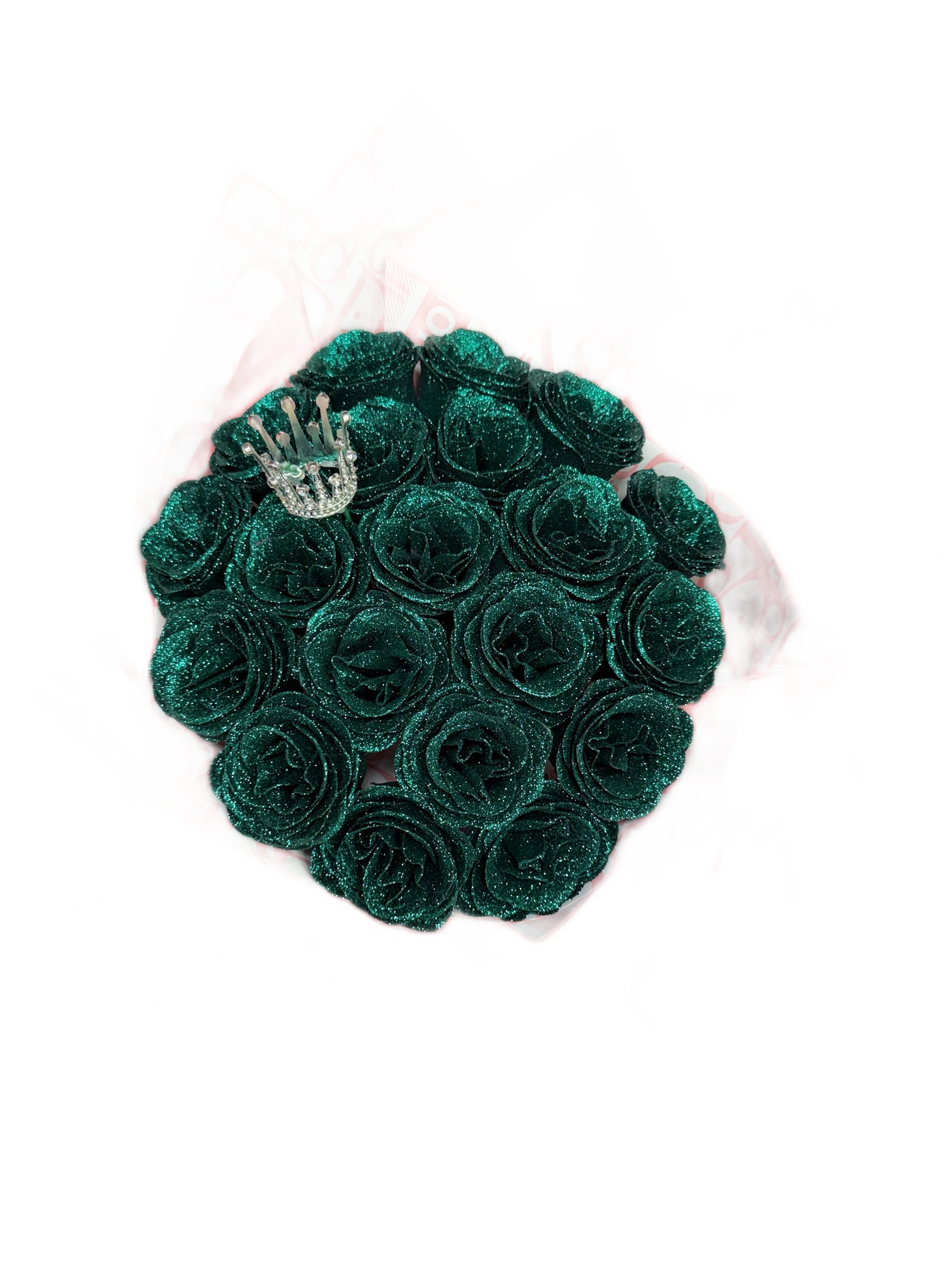 Eternal Glitter Rose Bouquet - Green Crown