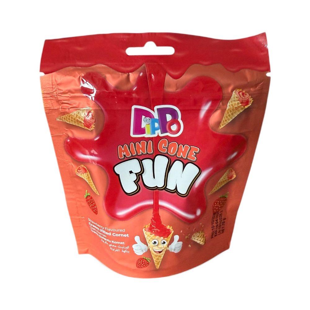 Dippo Filled Fun Cones Strawberry Flavour - Greece